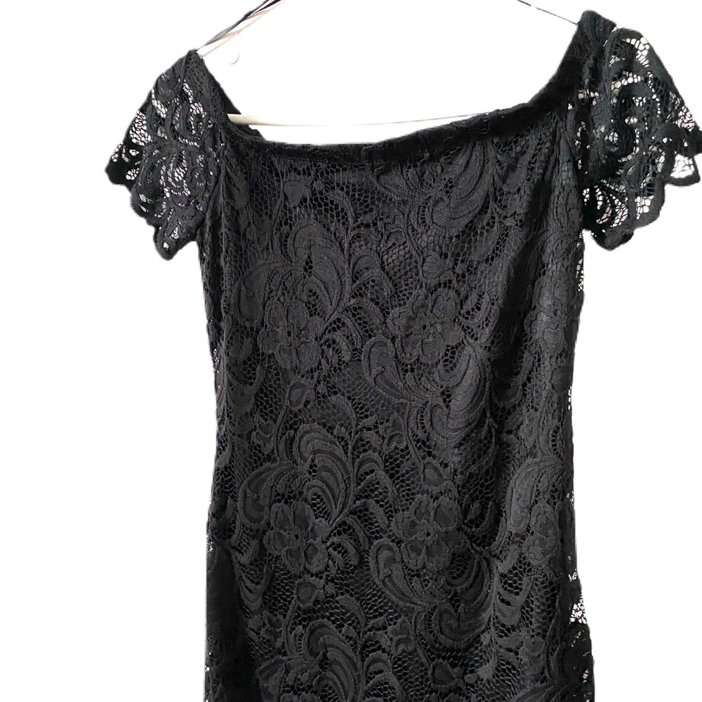 short black lace strapless dress